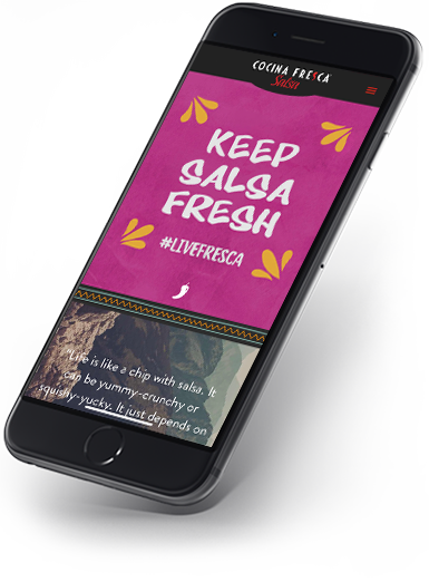 Cocina Fresca Salsa website being viewed on an iPhone